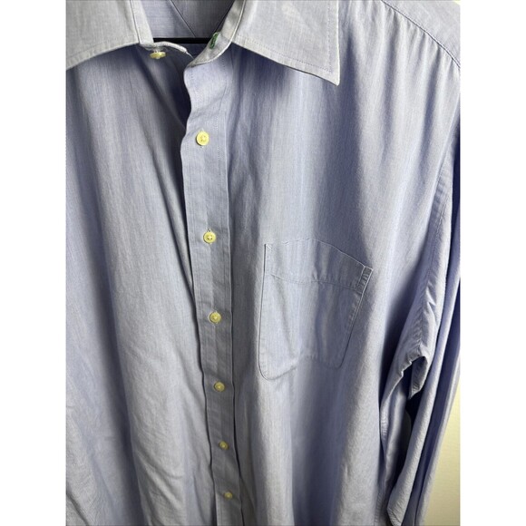 Tommy Hilfiger Men's Size 16.5 34-35 Blue Striped Long-Sleeve Button-Up Shirt - Picture 4 of 12